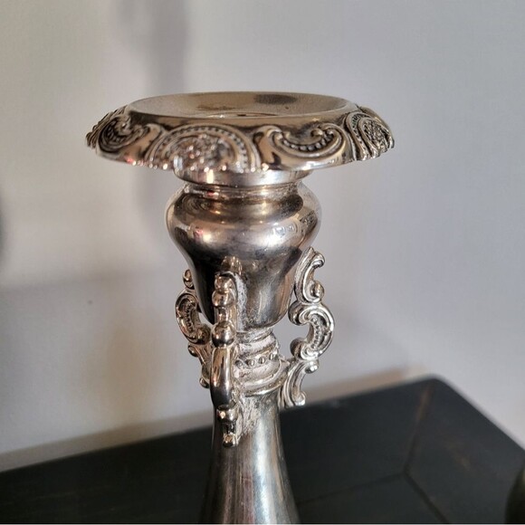 2 Baroque Wallace Silver Plate Antique Victorian Rococo Candlestick Holders 9x4 - Picture 8 of 15